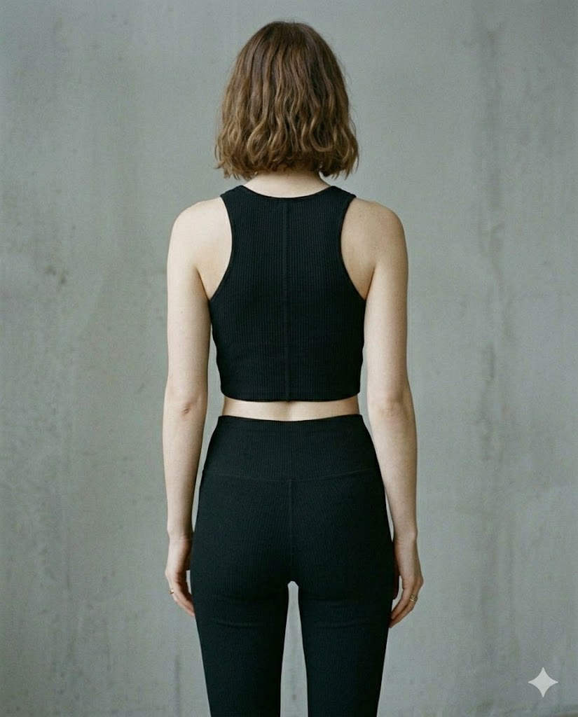Women's Contour Crop Tank Top and Tights Black — gallery image